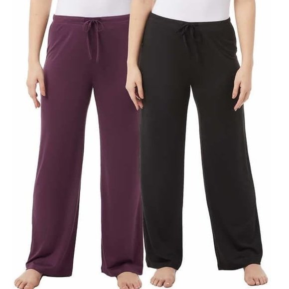 NWT 32 Degrees Women's 2 Pack Soft Sleep Pants Black/Purple Size XL $60 1A025 - Picture 1 of 4